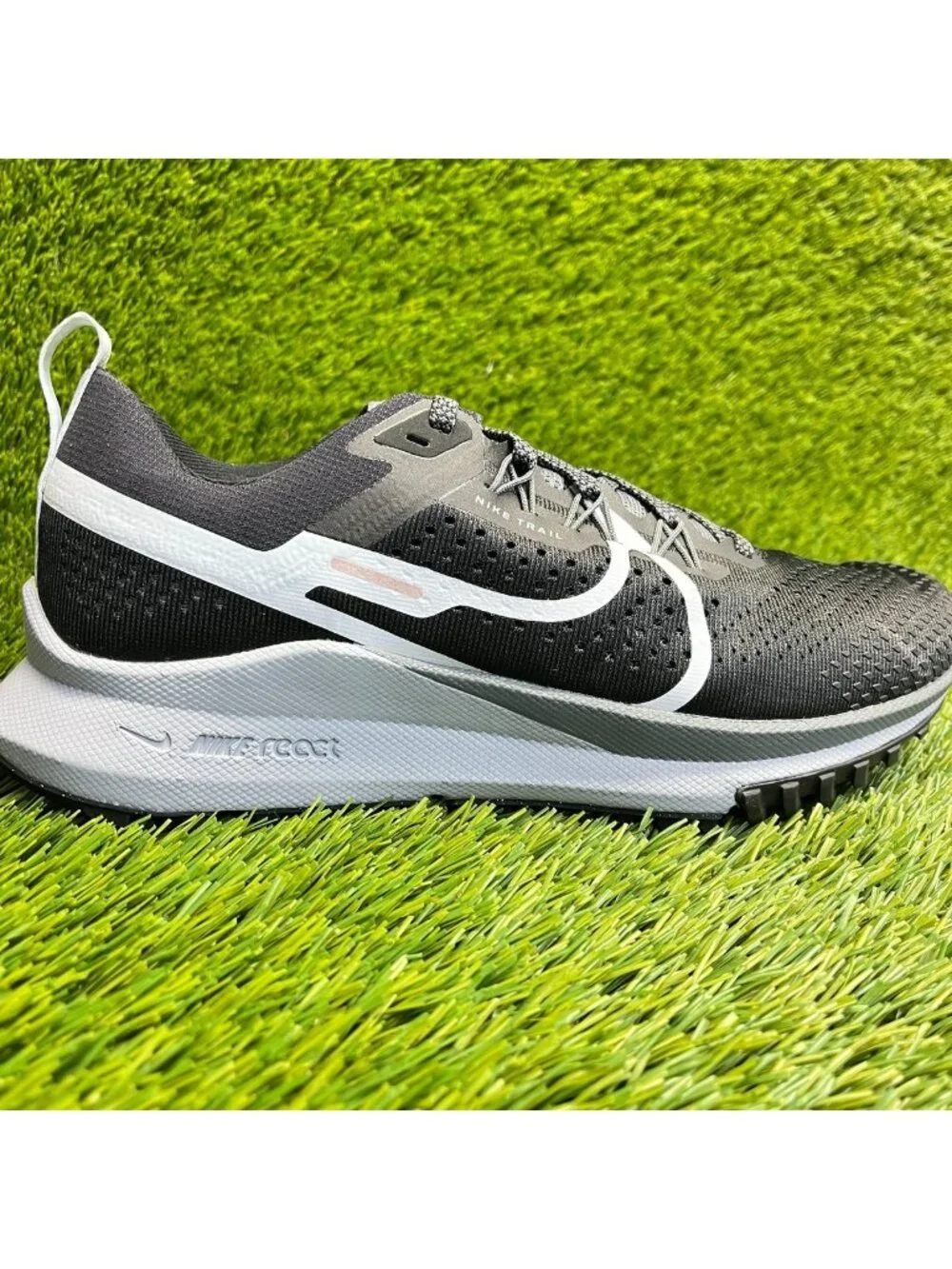 Nike React Pegasus Trail 4 Black Dark Gray Mens Size 7.5 Running Shoes Sneakers